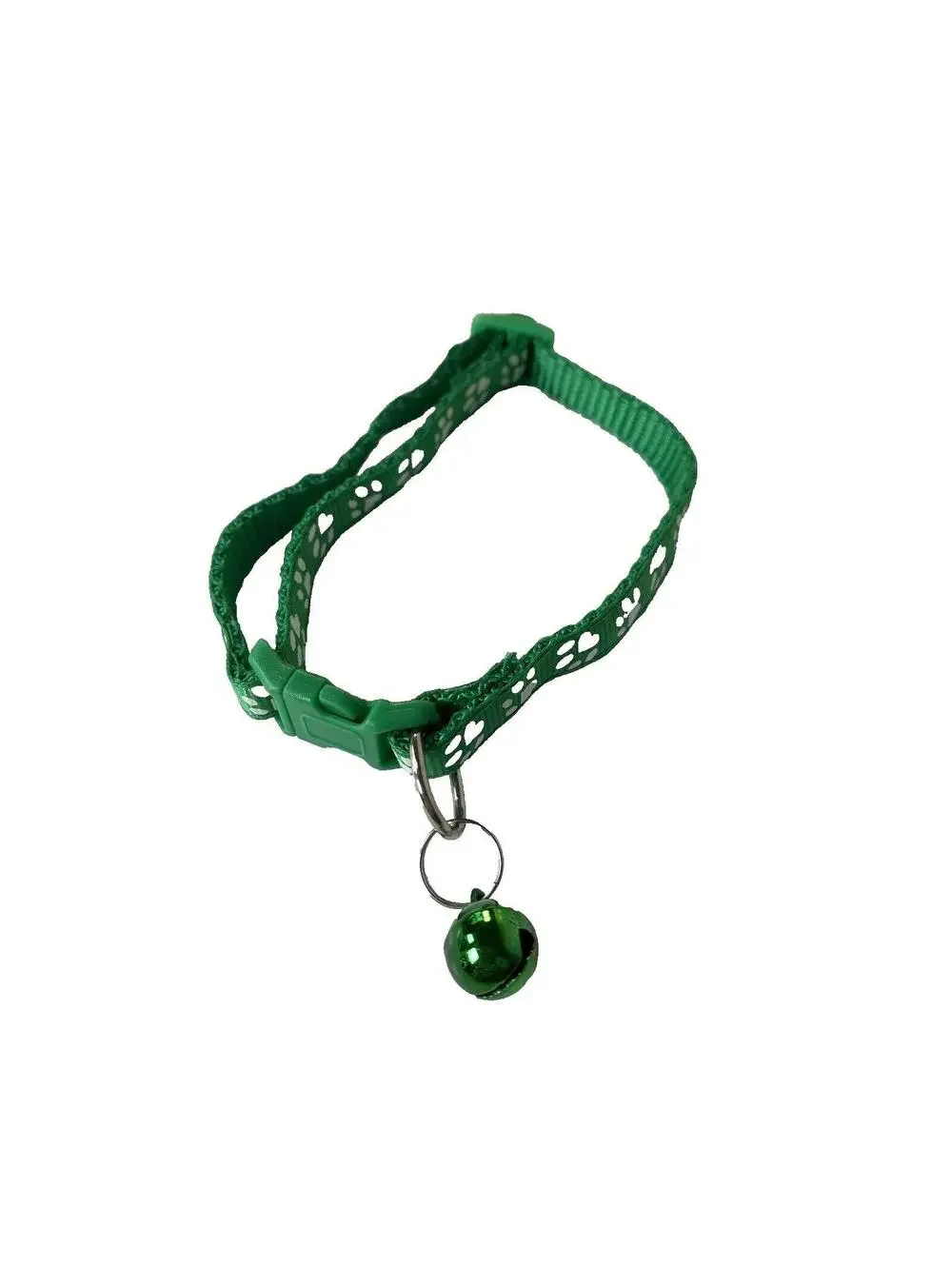 Green Pet Collar for Small Cats/ Dogs, Brand New With Jingle Bell and Paw Design